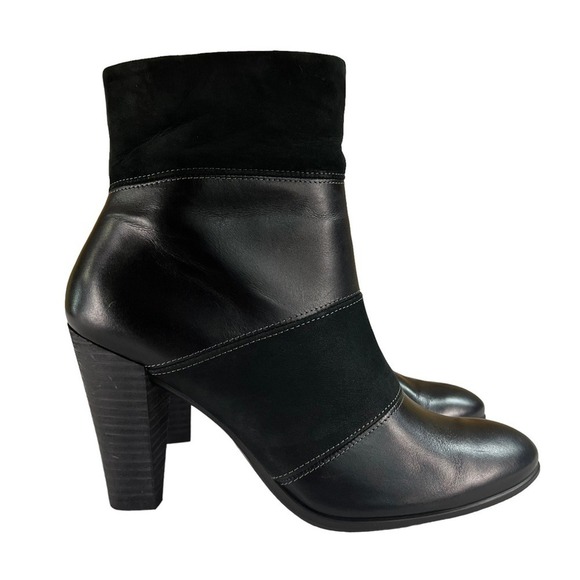 Ecco Boots Womens Size 7-7.5 Black Ankle Side Zipper Heel Booties - Picture 1 of 13